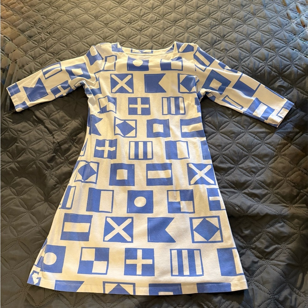 MAHI GOLD Blue and White Dress